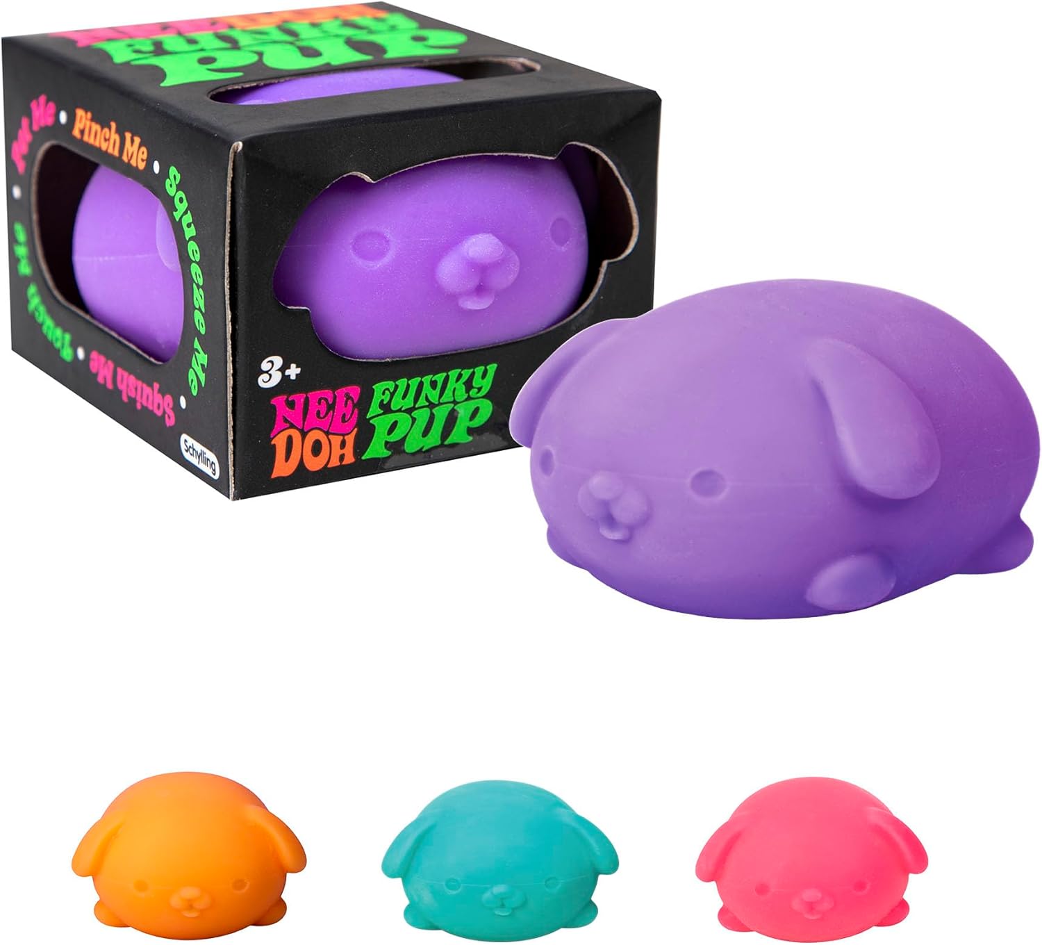 Schylling NeeDoh Funky Pups ?C Squishy Sensory Toy ?C Soft Dough Filling ?C Ages 3 and Up - Color May Vary; One Dog Per Pack - Image 4